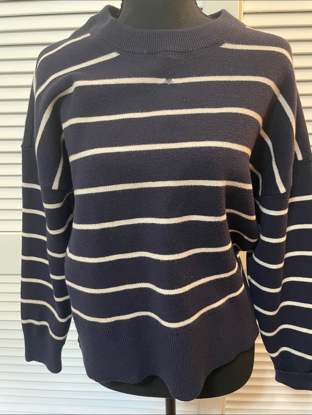 Primark Navy and White Striped Crew Neck Sweater